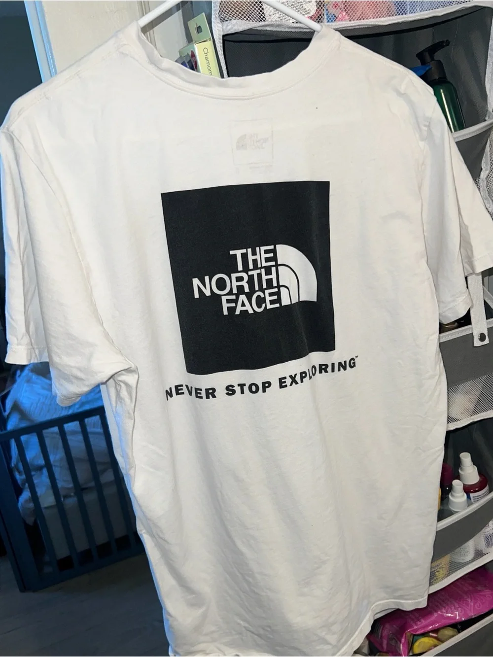 The North Face Men's White Short-Sleeve Tee with Black Logo